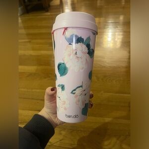 NEW WITH TAGS Ban.do Pink Floral Travel Mug